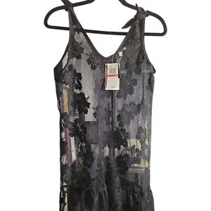 Miken Black Floral Lace Mini Dress